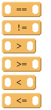 The comparison operator blocks in App Lab: ==, !=, greater than, greater than or equal, less than, less than or equal
