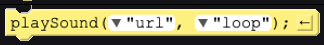 The playSound block in App Lab, reading playSound("url", "loop");