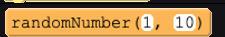 The randomNumber block in App Lab, reading randomNumber(1, 10)